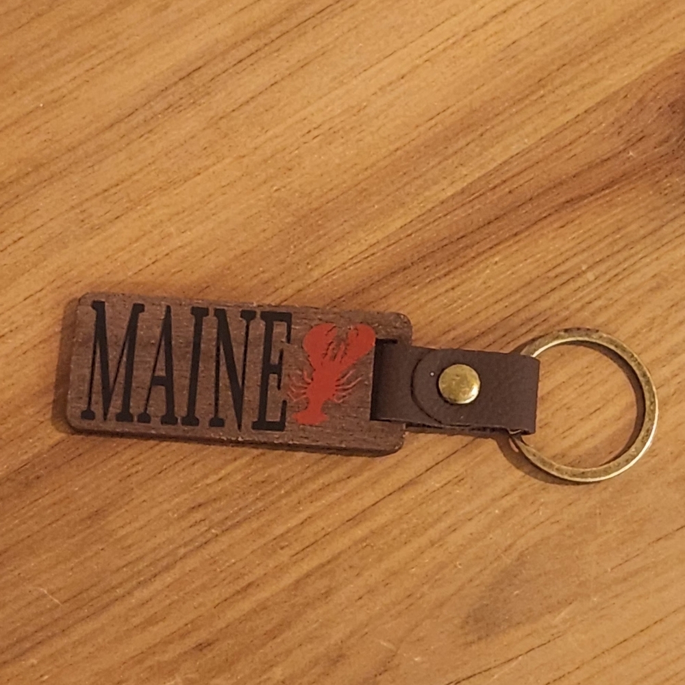 Maine Lobster Wooden Keychain